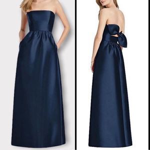 LELA ROSE Gown Strapless Back Tie NEW Midnight Blue LR248 Bridesmaid